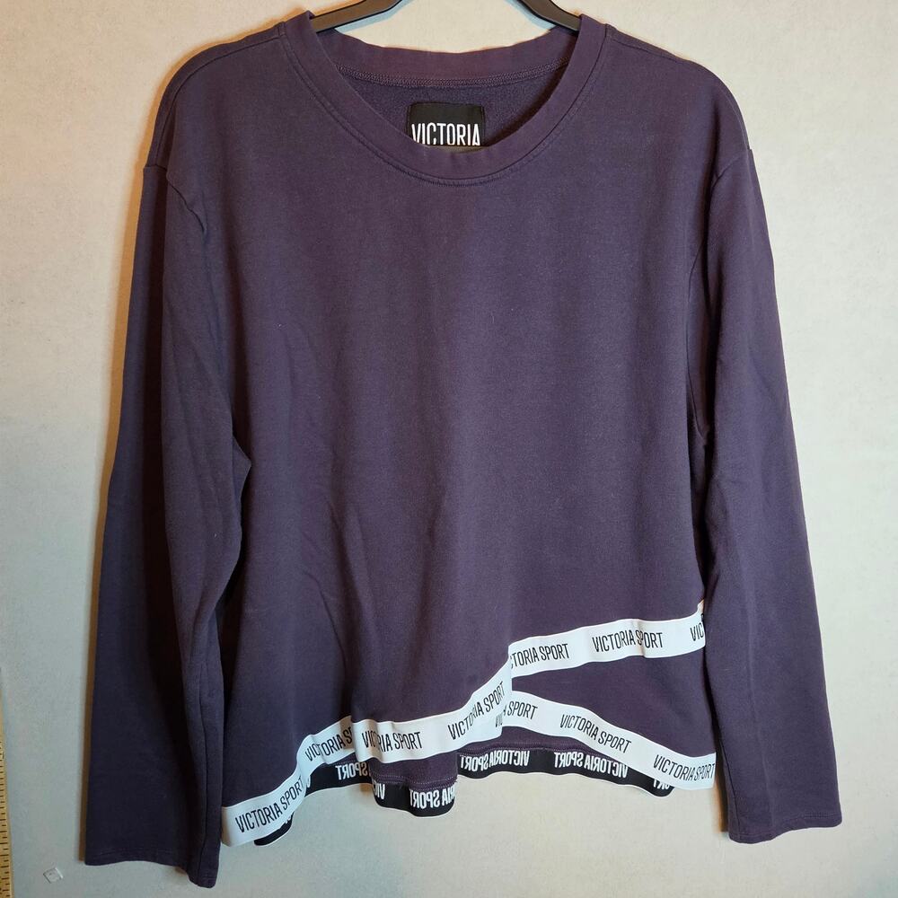 Victoria Secret Purple Sport LS pull-over sweatshirt white band logo size XL